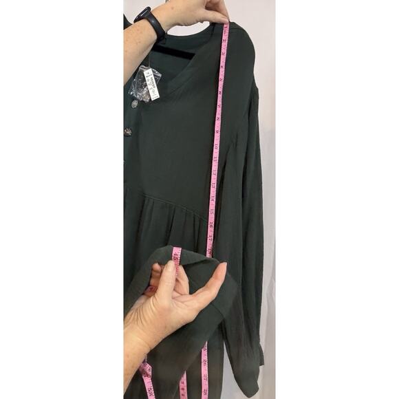 Madewell Lightspun Button Front Midi Dress Green Women’s 14 NWT Lagenlook Gauze - Picture 13 of 13